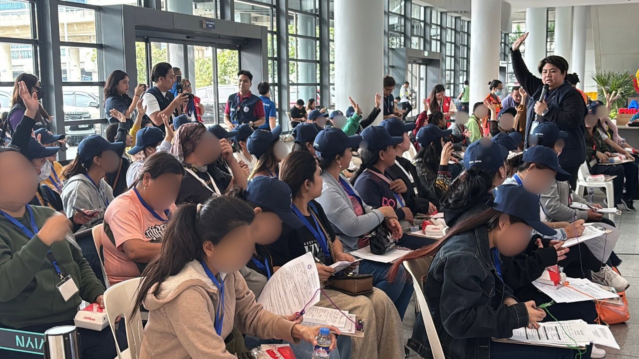 FORTY-NINE overseas Filipino workers arrive at Ninoy Aquino International Airport Terminal 3 on 23 October after availing of voluntary repatriation from Saudi Arabia amid rising tensions in the Middle East.