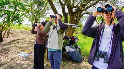 BIRDWATCHERS join members of the Ecotourism Team of the Tarlac Provincial Tourism Office during an ocular inspection of Canarem Lake Bird Sanctuary in Victoria, Tarlac. The visit aims to identify opportunities for sustainable ecotourism and eco-adventure development at the bird sanctuary.