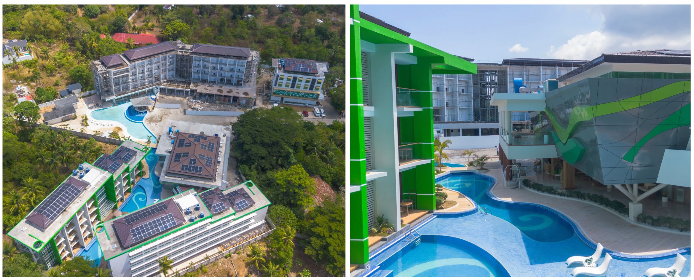 AERIAL view of Galilea Hotel Bohol. Bohol-inspired design and locally crafted pieces bring a sense of place to Galilea Hotel Bohol, reflecting the province’s rich cultural heritage.