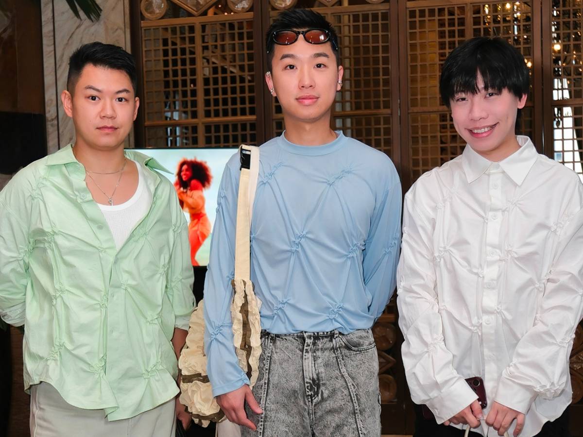 HONG Kong designers and founders Alex Po (left) and Derek Cheng (middle) of PONDER.ER, co-founder and designer of handbag brand PabePabe Logan Chan.