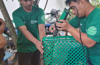 TRAINERS from Sentinel Upcycling Technologies weld cracks in a bread crate.