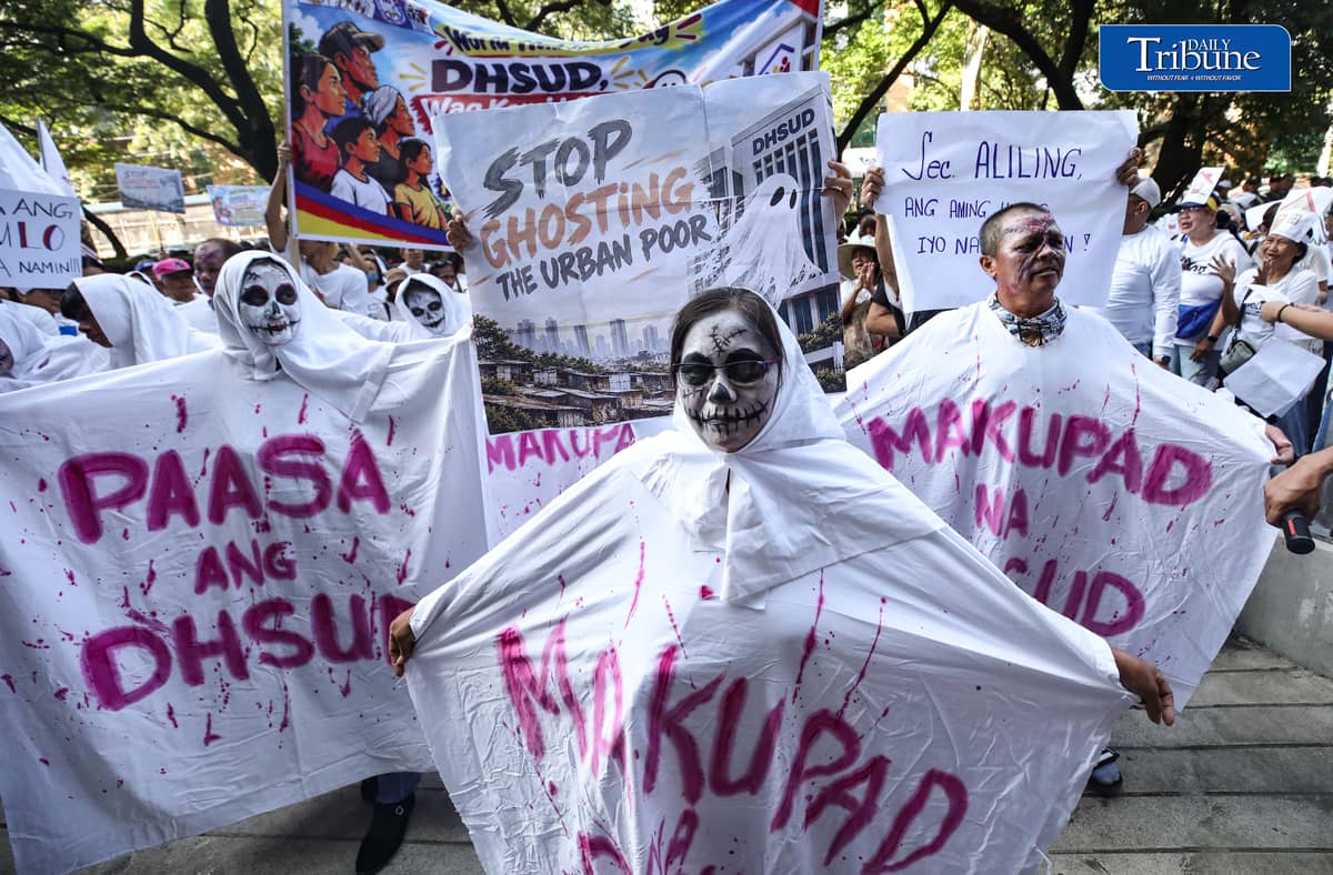 (October 26 2026) As part of World Habitat Month and National Shelter Month, hundreds of leaders and members of people's organizations under Urban Poor Action Committee (UPAC) don halloween costume and Stage a protest in front of the Department of Human Settlement and Urban Development (DHSUD) on Monday October 26 2026, to demand concrete government action on long-standing land and housing concerns. Photo/Analy Labor