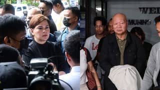 Vice President Sara Duterte (left) and journalist Philip Lustre Jr. (right)