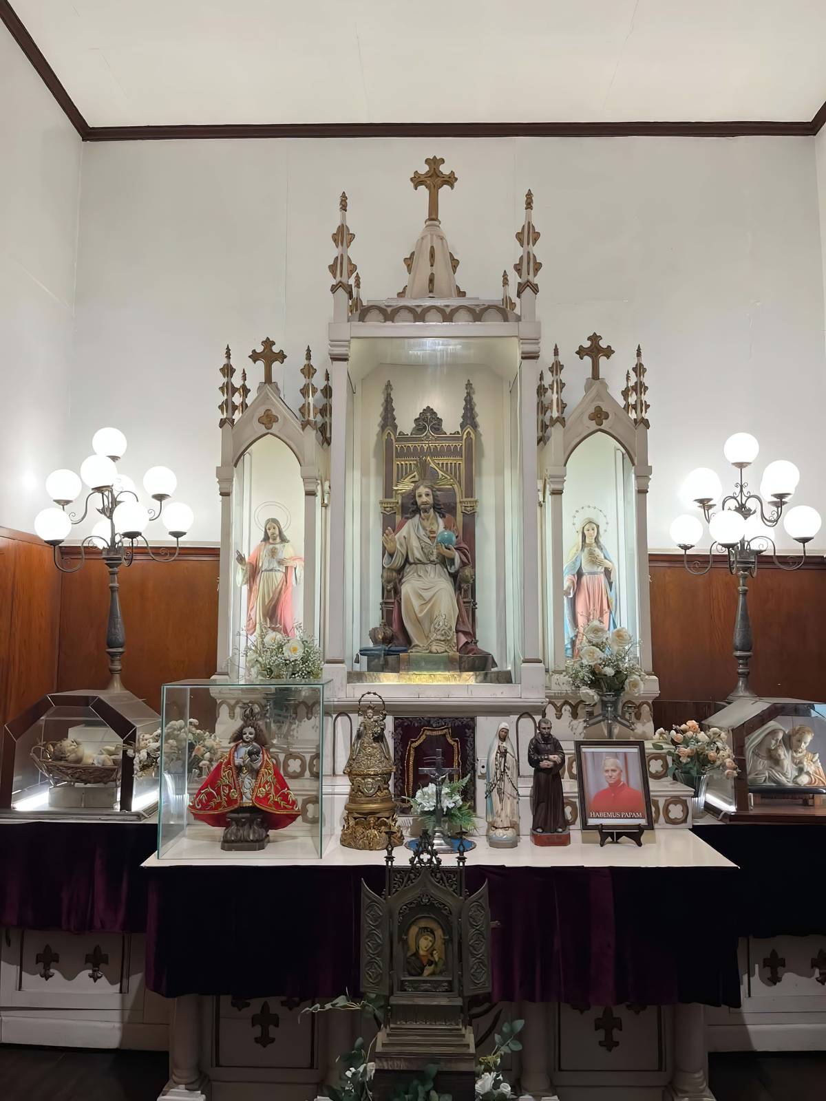 A NEO-GOTHIC retablo anchors the family’s private chapel.