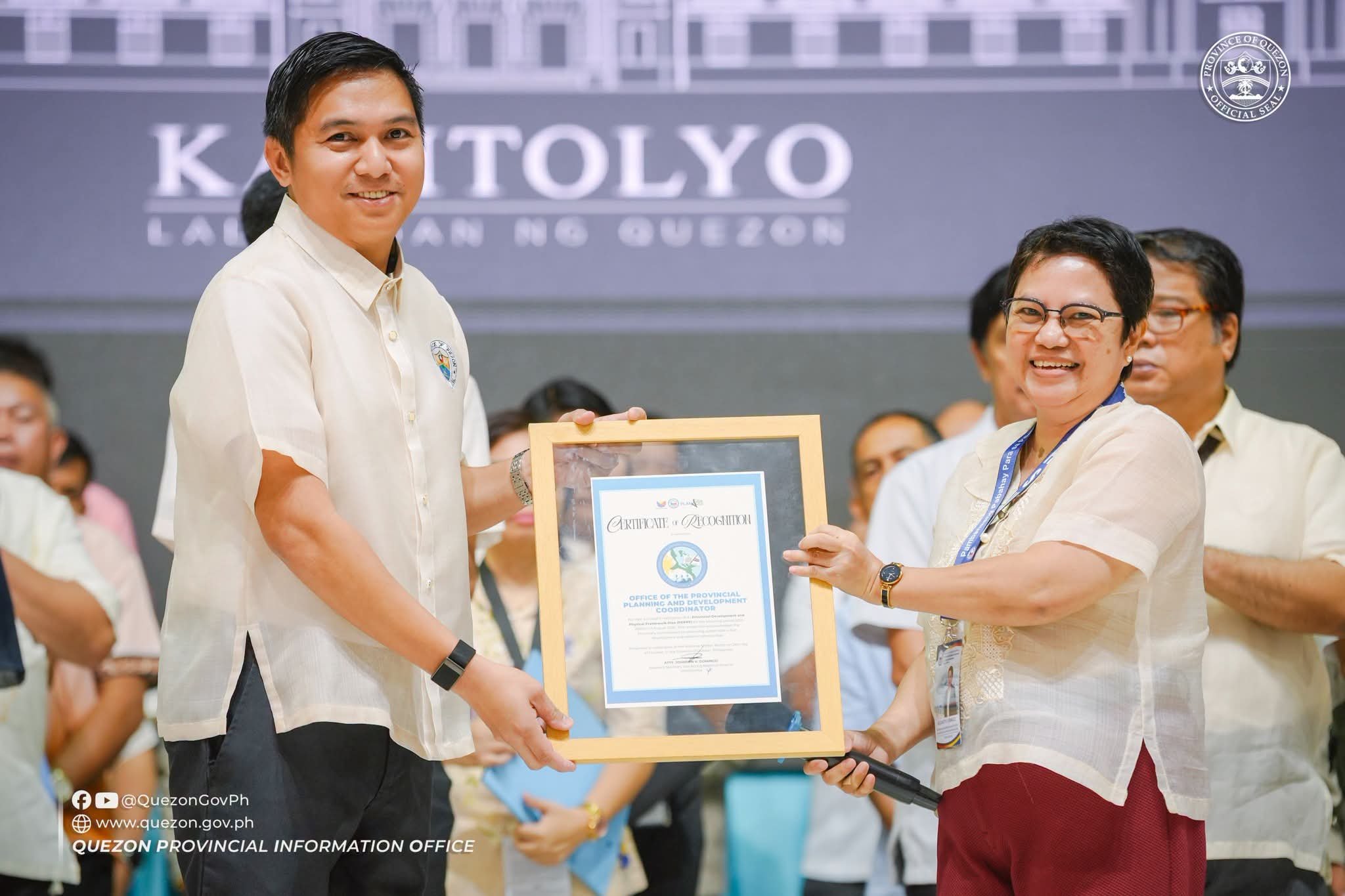Quezon earns recognition for development plan