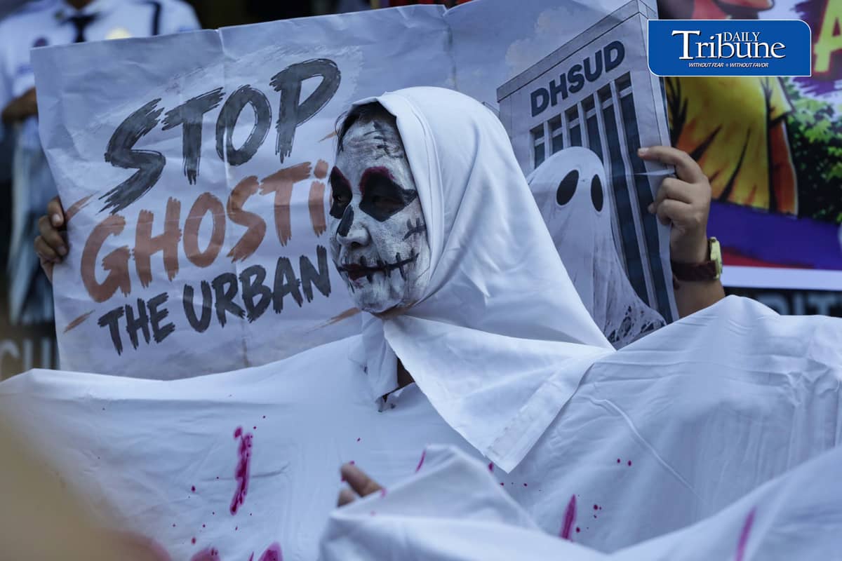 (October 26 2026) As part of World Habitat Month and National Shelter Month, hundreds of leaders and members of people's organizations under Urban Poor Action Committee (UPAC) don halloween costume and Stage a protest in front of the Department of Human Settlement and Urban Development (DHSUD) on Monday October 26 2026, to demand concrete government action on long-standing land and housing concerns. Photo/Analy Labor