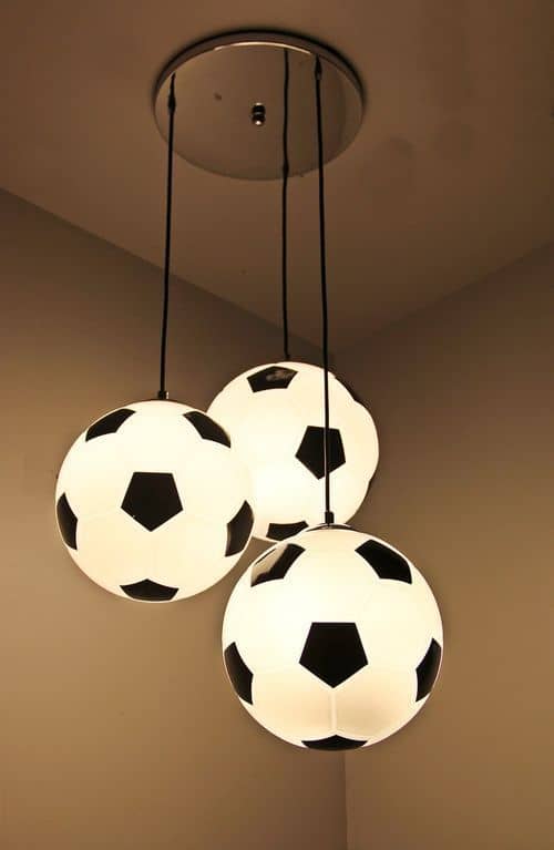 MODERN 3-light soccer ball pendant chandelier.