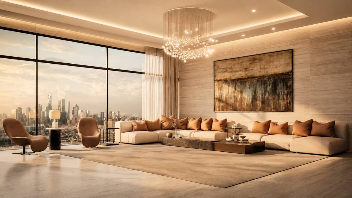 PENTHOUSE living room.