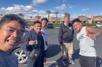 PEDRO Taduran (second from left) will have Joven Jimenez (left) as his trainer when he defends the IBF title against Spanish Brandon Moreno next month. Also helping Taduran in camp are US-based boxer Jino Rodrigo (third from left), American Pete Sussens and ex-world champion Jerwin Ancajas.