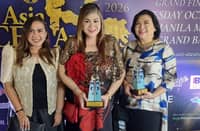 SMHCC assistant vice president for Public Relations Nian Rigor; SMHCC vice president for Human Resources and Organizational Development Charmagne Adonis; and SMHCC vice president for F&B, Quality and Sustainability Leah Magallanes, at the Asia CEO Awards 2026.