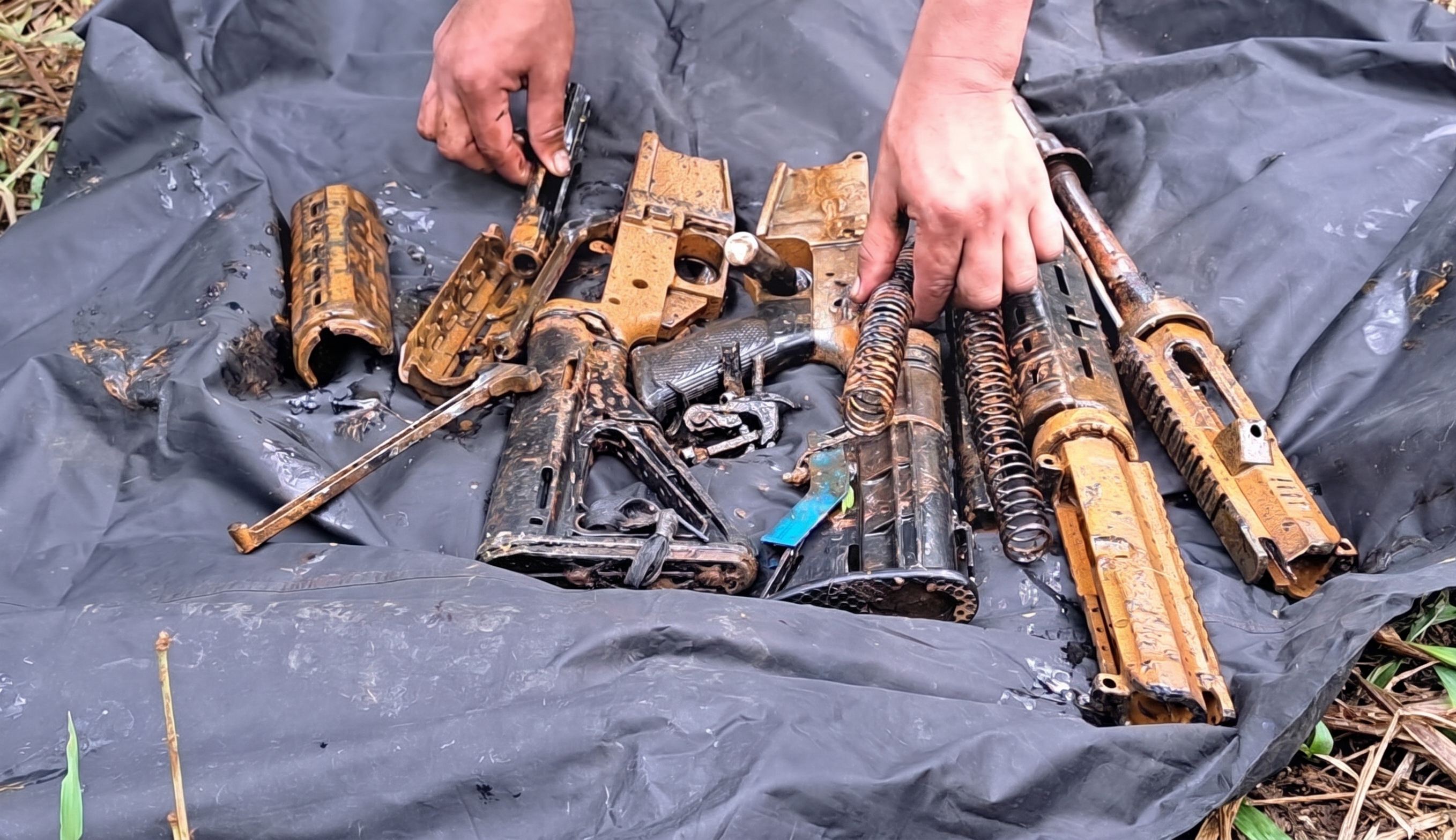 Troops recover M16 rifles, land mine
