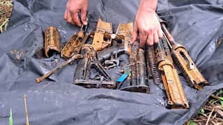 Troops recover M16 rifles, land mine