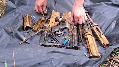 Troops recover M16 rifles, land mine