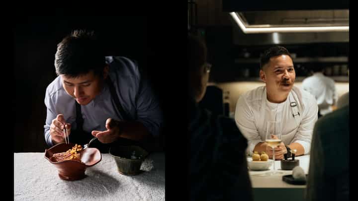 Chefs Kevin Jonathan Uy of FLOW (left) and Josh Boutwood of Helm (right). FLOW earned its first Michelin star in the 2027 MICHELIN Guide Manila and Environs & Cebu, while Helm retained its two-star distinction.