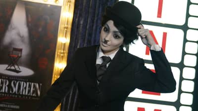 ANDREA Brillantes channeling the unmistakable look of Charlie Chaplin.
