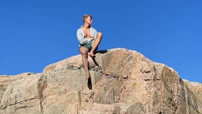 Sitting by the rocks