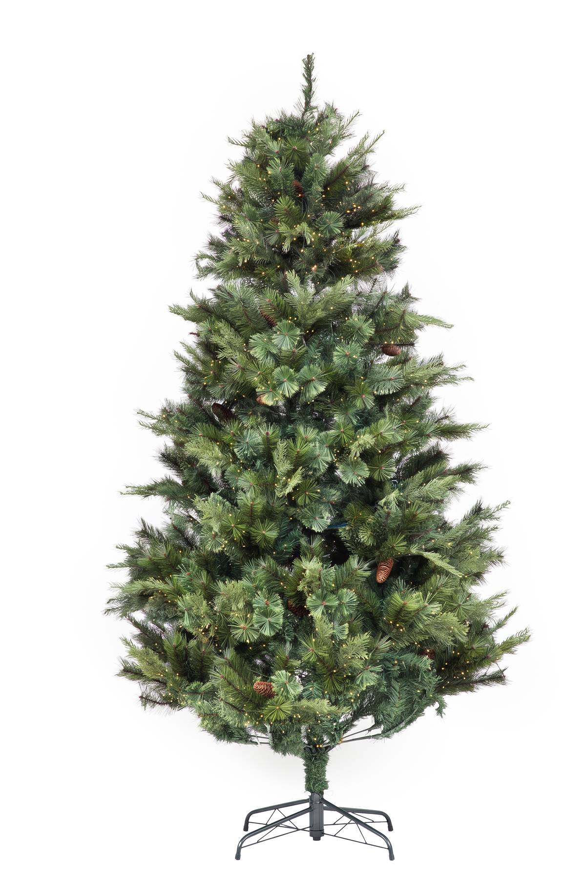PINECONES and micro-LED lights create a cozy holiday shine.