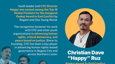 Cordillera youth leader named global peace award finalist