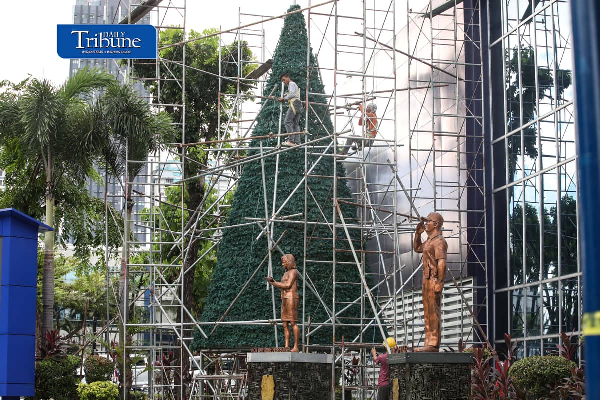 (October 30 2026) Workers seen putting up a giant Christmas tree in Camp Crame on Friday, October 30, 2026, just 56 days before Christmas. The Philippines is famous for having one of the world's longest Christmas celebrations, with festivities beginning as early as September and continuing through January. Photo/Analy Labor