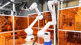 YASKAWA Electric’s robotic welding system uses AI technology developed with Toyota GAZOO Racing to inspect and weld GR Kart frames at the Gamagori workshop in Japan.