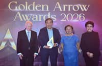 FOR its commitment to high standards of corporate governance, SM Investments receives its third consecutive Five Golden Arrow Award from the Institute of Corporate Directors. Frederic C. DyBuncio, president and CEO of SM Investments (center) receives the award on behalf of the conglomerate from top ICD executives Atty. Benedicta Du-Baladad, trustee and chairperson of ICD (third from left); and Tomasa H. Lipana, ICD fellow and president (right). Also in the photo is Ambassador Jose L. Cuisia Jr., trustee and ICD honorary fellow (leftmost).