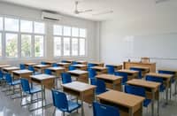 NEW desks and chairs are lined up inside a school in Iloilo City as part of the local government’s project to improve school infrastructures in the province.