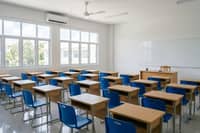 NEW desks and chairs are lined up inside a school in Iloilo City as part of the local government’s project to improve school infrastructures in the province.