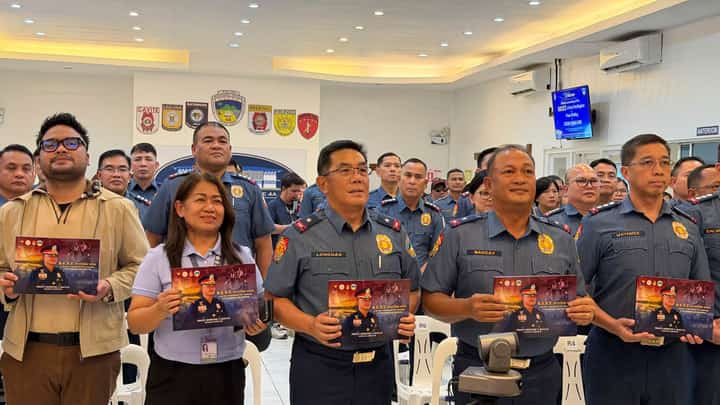 PRO4A Regional Director Brig. Gen. Dominic Baccay (fourth from left, front row) joins police officials and guests at the launch of the “B.E.S.T. in Every Step” magazine, highlighting the regional office’s accomplishments during his first 97 days in office.