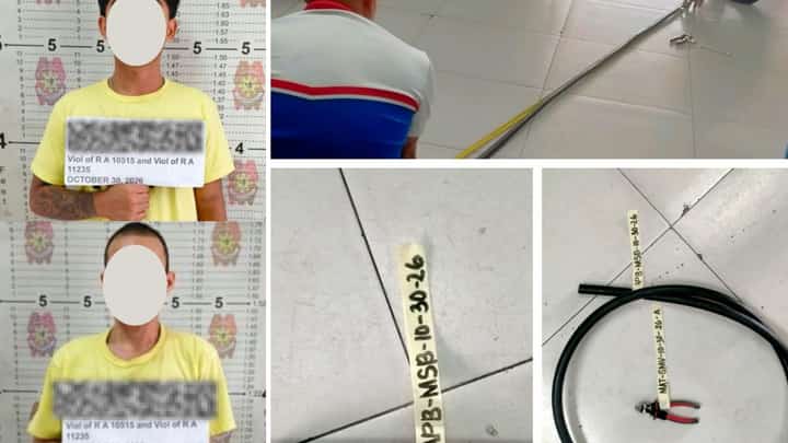 Arrested suspects for PLDT cable theft in Barangay Malaya, Quezon City on Friday, 30 October.