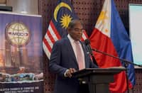 Malaysian Ambassador Dato' Abdul Malik Melvin Castelino highlights the role of golf tourism in strengthening Philippines-Malaysia ties during the Berjaya-Malaysia Friendship Open 2026 press conference in Manila on 30 October 2026.
