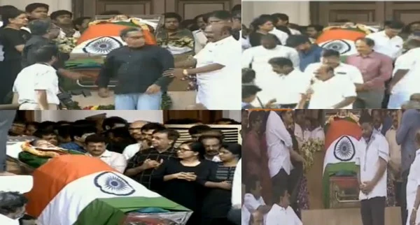 ஜெயலலிதா உடலுக்கு தலைவர்கள், நடிகர்கள் அஞ்சலி