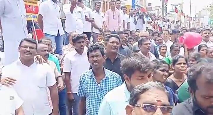 ‘ஆளுங்கட்சி நடத்துன மணல் கொள்ளையால் நிலத்தடி நீர் வற்றியது’ - கரூர் போராட்டத்தில் செந்தில் பாலாஜி