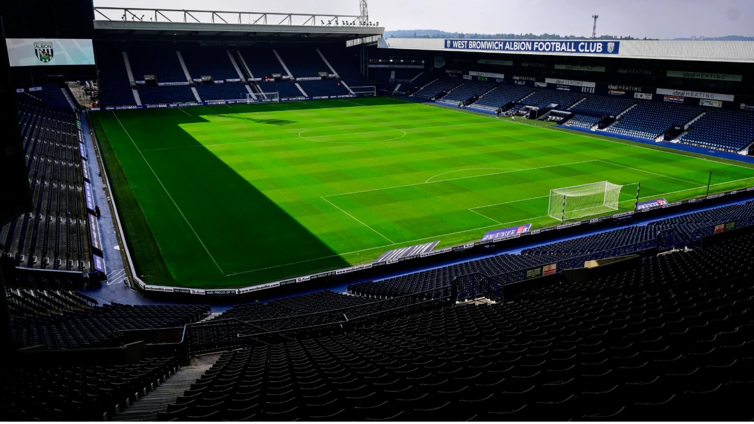 An image of The Hawthorns, home of West Brom, from the corner of a stand