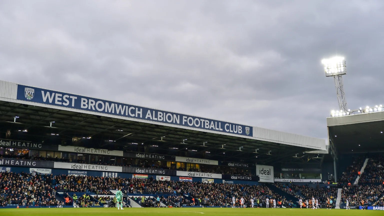A shot of The Hawthorns from pitch-level during a West Brom game